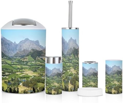 6 Piece Bathroom Accessories Set with Boho Decor 1