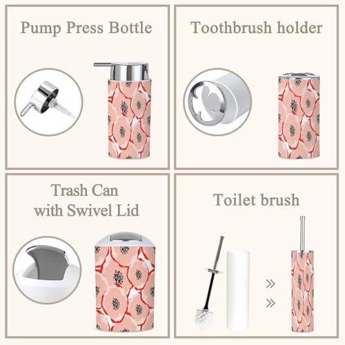 6 Piece Bathroom Accessories Set with Floral Design
