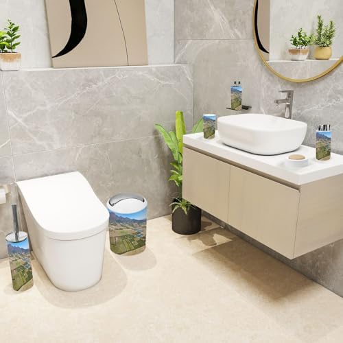 6 Piece Boho Bathroom Accessories Set with Vineyards View
