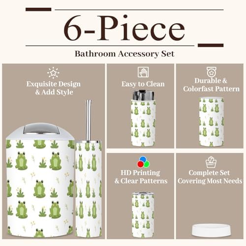 6 Piece Cute Frogs Bathroom Accessories Set 1