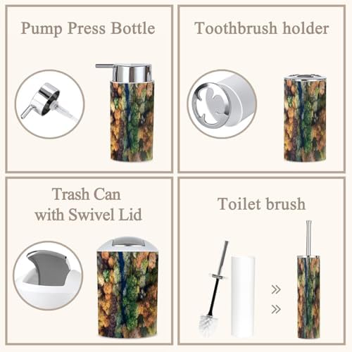 6 Piece Autumn Woodland Bathroom Accessories Set