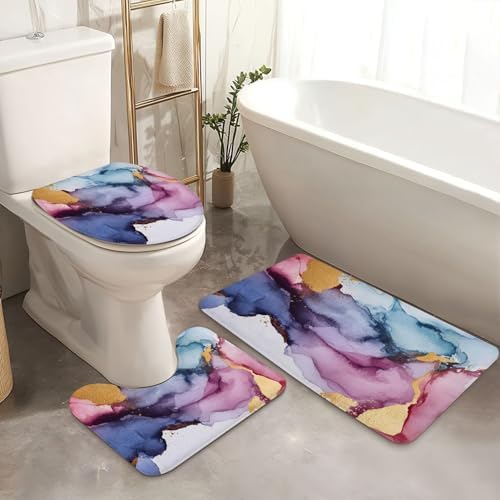 4 Pieces Shower Curtain Set with Mats and Non-Slip Design