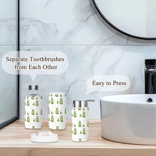 6 Piece Cute Frogs Bathroom Accessories Set 1