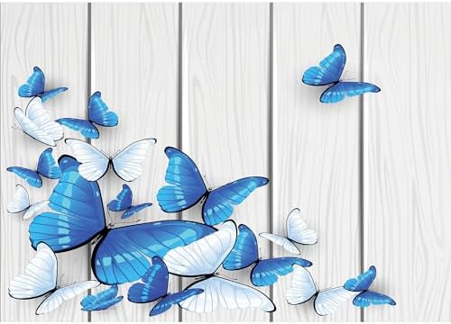 Ambesonne Ceramic Soap Toothbrush Holder Set Blue White Butterflies
