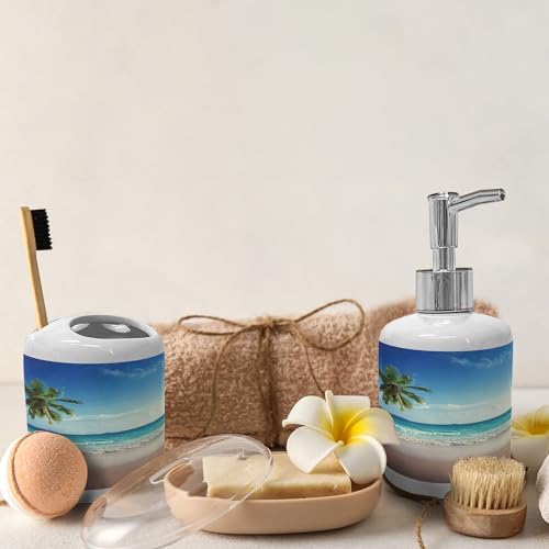 Ambesonne Seashore Soap Toothbrush Holder Set 2 Pcs Ceramic