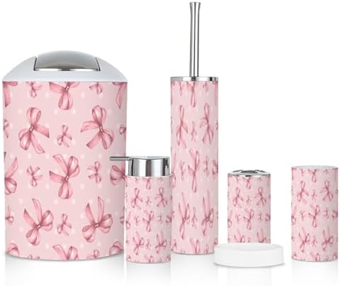 6 Piece Bathroom Accessories Set with Bows Dots