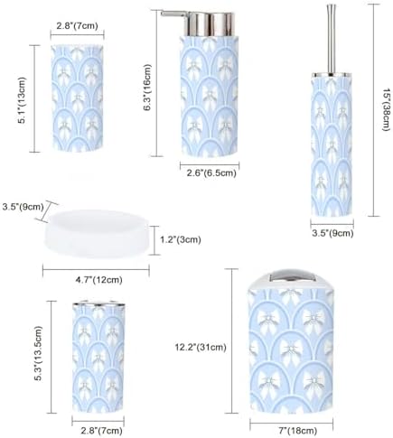 6 Pcs Bathroom Accessories Set White Bows