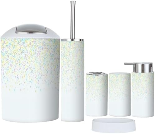 6 Piece Bathroom Accessories Set with White Chocolate Glaze Design