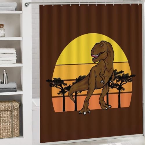 Kuizee Dinosaur Shower Curtain Set with Rugs 4Pcs