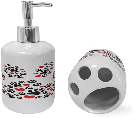 Ambesonne Ceramic Soap Toothbrush Holder Set 2 Pcs 1