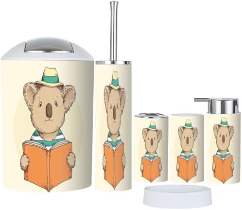 6 Pcs Cute Bathroom Accessories Set with Koala Hat and Reading Book