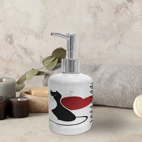 Ambesonne Romantic Cats Soap Dispenser Toothbrush Holder Set