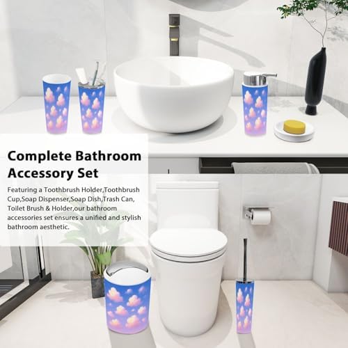 TRANQDEHOM 6 Piece Boho Bathroom Accessory Set