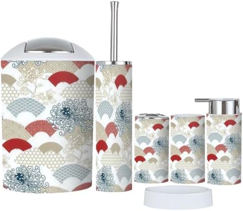 Traditional Geometric Bathroom Accessories Set 6 Pcs