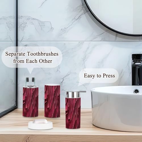 6 Piece Red Burgundy Bathroom Accessories Set