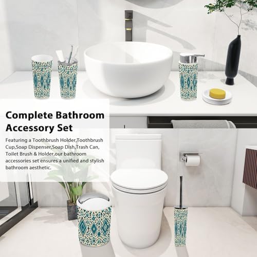 Boho Aztec Bathroom Accessory Set of 6 1