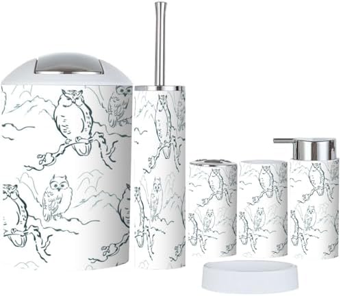 Bathroom Accessories Set 6 Pcs Owl Design