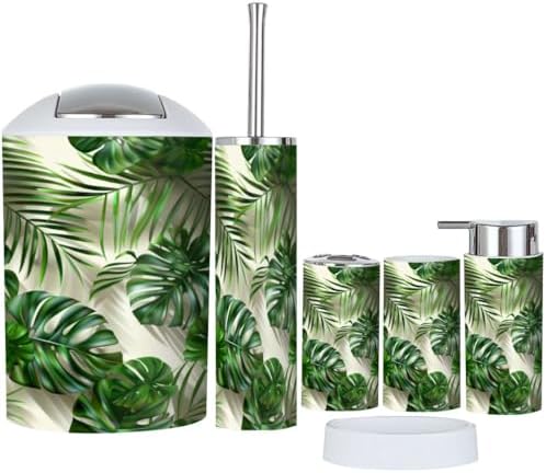 Boho Tropical Bathroom Accessory Set 6 Piece 1
