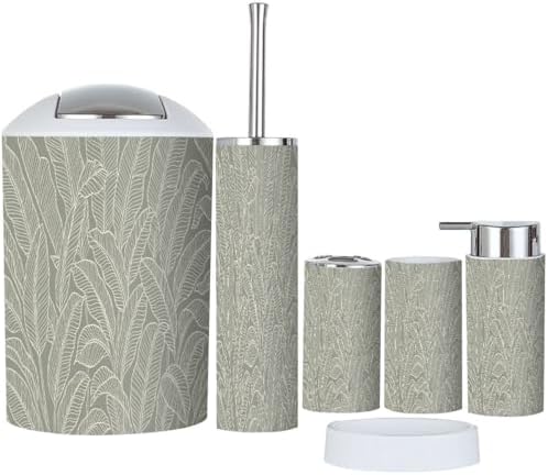 Boho Floral Tropical Bathroom Accessory Set 6 Piece