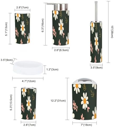 Boho Bathroom Accessories Set 6 Piece Retro Style