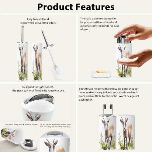 Boho Bathroom Accessory Set 6 Piece Modern Design 1