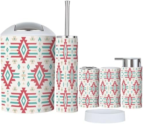Boho Tribal Bathroom Accessory Set 6 Piece 1