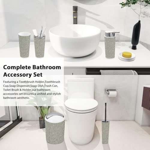 Boho Floral Tropical Bathroom Accessory Set 6 Piece
