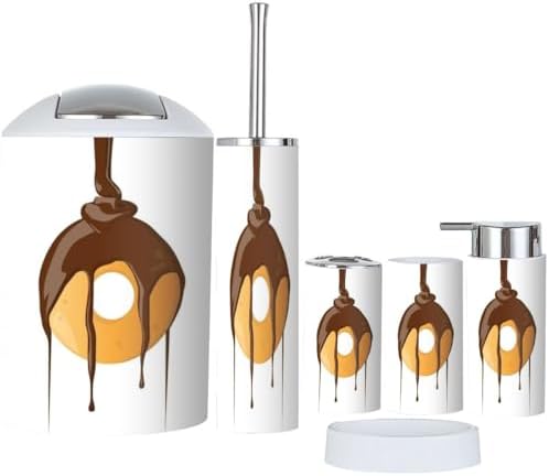 6 Pcs Cartoon Donut Dripping Chocolate Bathroom Accessories Set