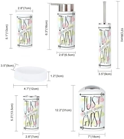 JBNJANKDAV 6 Pcs Bathroom Accessories Set with Ethnic Feathers Design