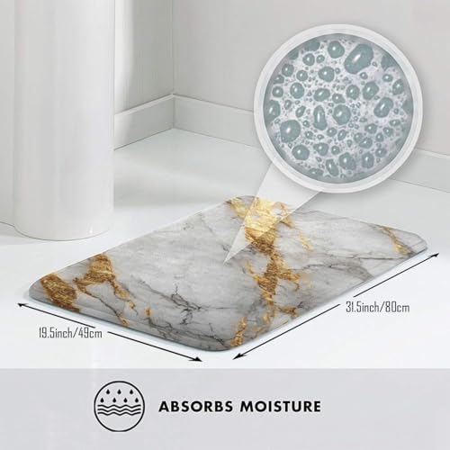 Xukor Bathroom Rugs White Gold Marble 315 x 193 in
