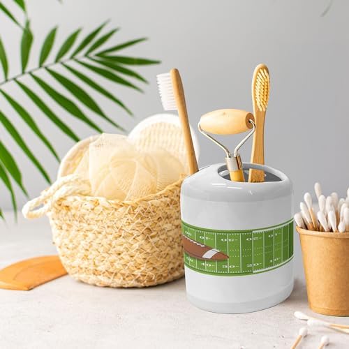 Ambesonne Football Soap Toothbrush Holder Set