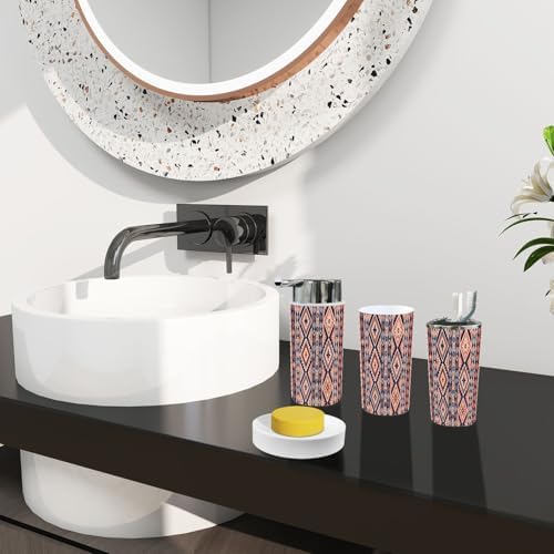 Boho Ethnic Bathroom Accessory Set 6 Piece