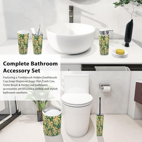 Boho Flower Leaf Bathroom Accessory Set 6 Piece