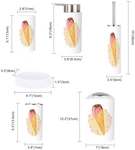 Modern 6-Piece Bathroom Accessories Set with Ice Cream Cone Design