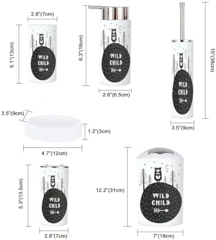 Bathroom Accessories Set 6 Pcs Cute Cartoon Animal Lettering Holder