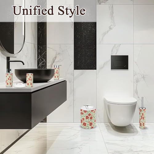 6 Piece Boho Bathroom Accessories Set with Flowers Abstract Design