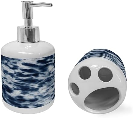 Ambesonne Ikat Print Soap Toothbrush Set Ceramic Retro Design