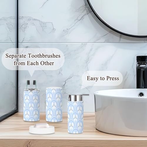 6 Pcs Bathroom Accessories Set White Bows
