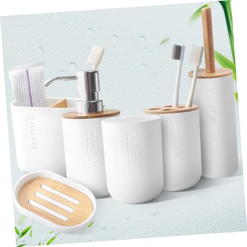 UTHCLO 4-Piece Bathroom Soap Dispenser Set with Toothbrush Holder