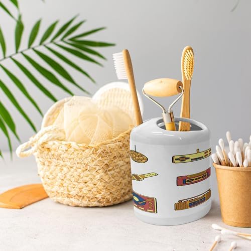 Ambesonne 90s Nostalgic Soap Toothbrush Holder Set