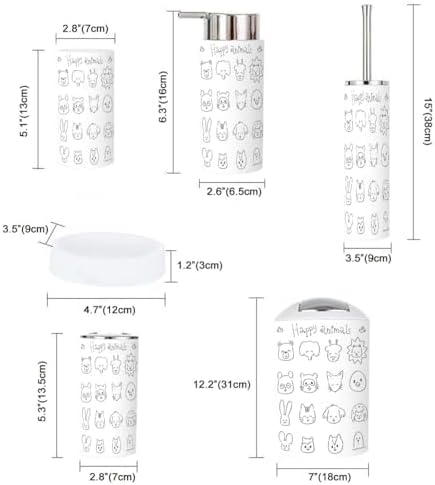 JBNJANKDAV 6 Pcs Cute Animal Bathroom Accessories Set
