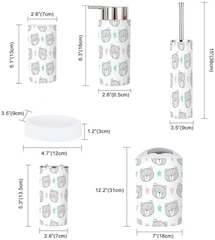 Cartoon Teddy Bears Bathroom Accessories Set 6 Pcs