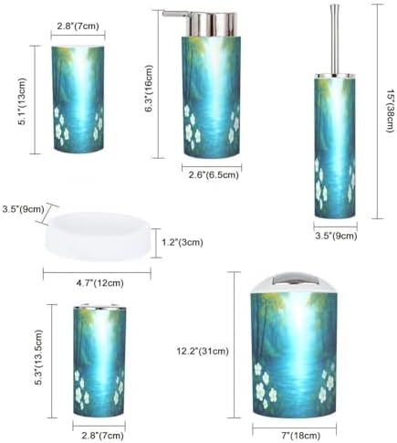 Boho Teal Bathroom Accessory Set 6 Piece
