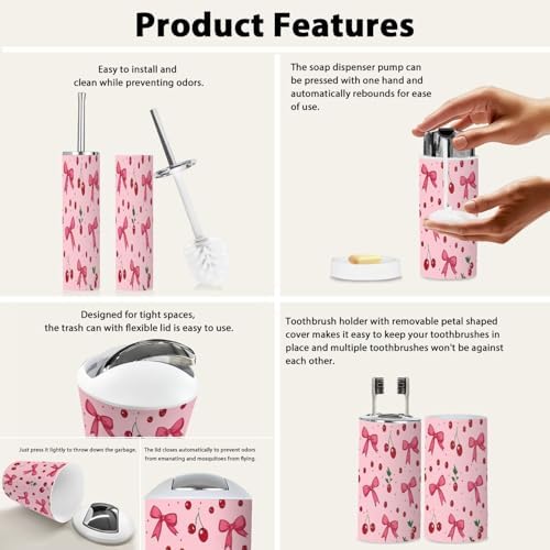 Boho Cherry Bathroom Accessories Set 6 Piece