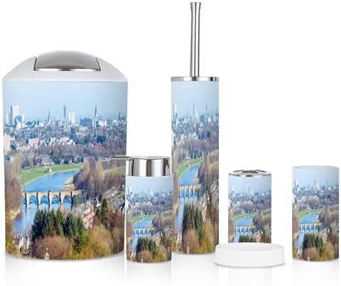 6 Piece Bathroom Accessories Set with Aberdeen Scotland Landscape