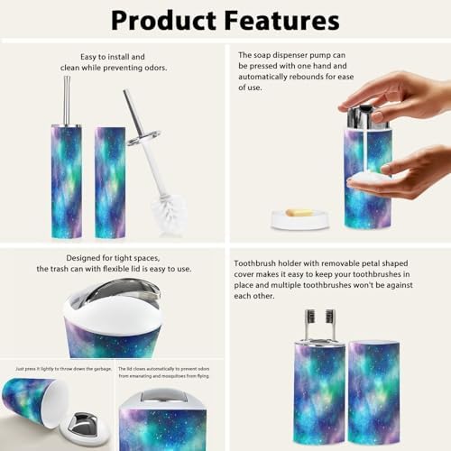 Boho Galaxy Bathroom Accessory Set 6 Piece 1