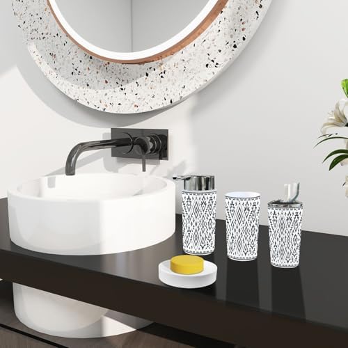 TRANQDEHOM 6 Piece Boho Tribal Bathroom Accessories Set