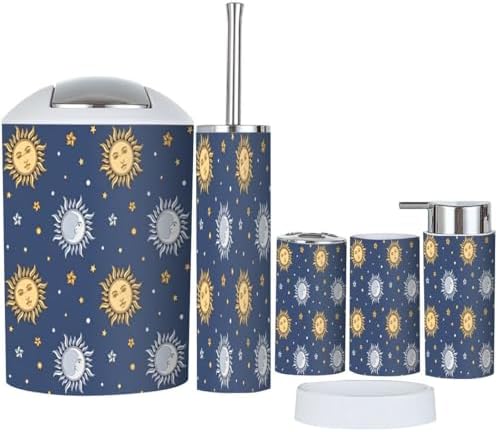 Bathroom Accessories Set 6 Pcs Moon Sun Stars