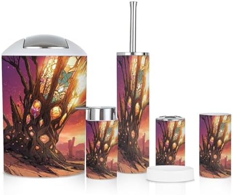 6 Piece Abstract Desert Bathroom Accessories Set