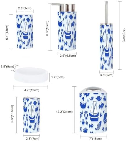 Boho Nautical Bathroom Accessories Set 6 Piece